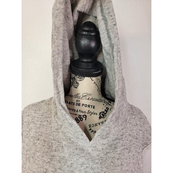 Pam & Gela Hooded Tank Dress Womens Medium Drawstring Stretch Knit Gray - Picture 4 of 8